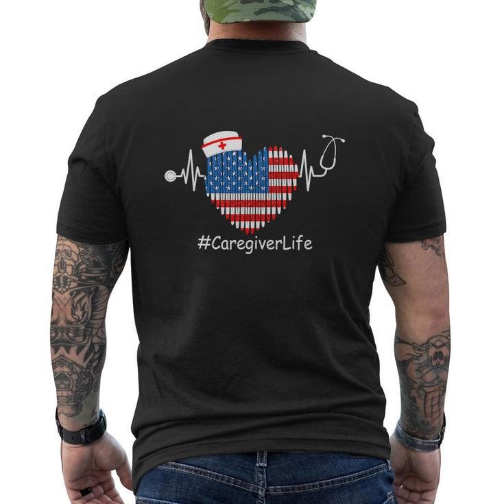 Heartbeat Patriotic Funny 4Th Of July Men's Crewneck Short Sleeve Back Print T-shirt