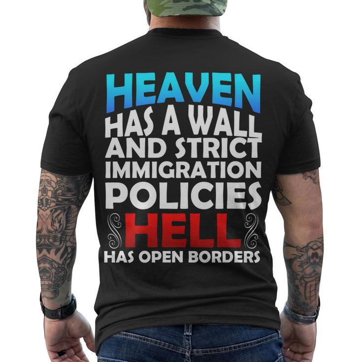 Heaven Has A Wall Hell Has Open Borders Men's Crewneck Short Sleeve Back Print T-shirt
