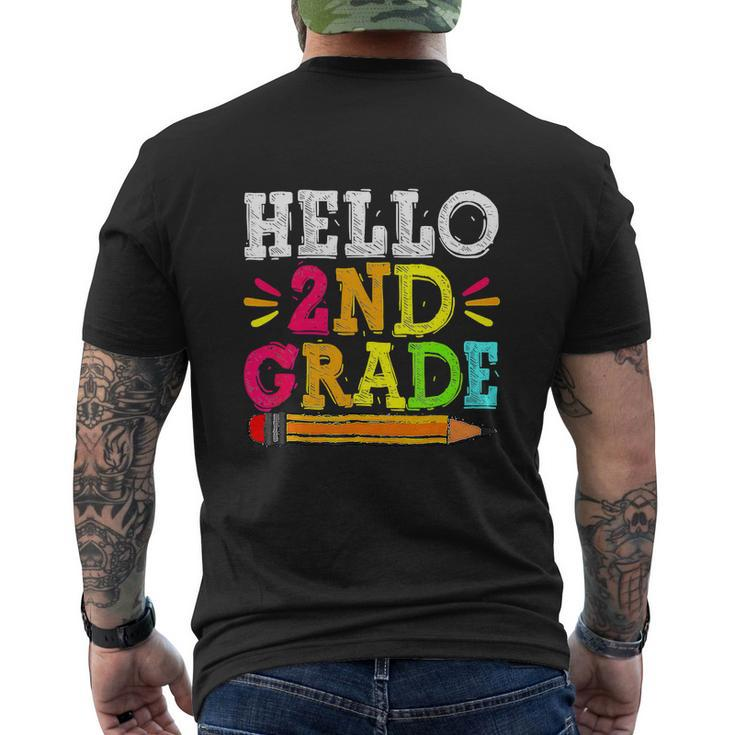 Hello 2Nd Grade Back To School For Students Teachers Men's Crewneck Short Sleeve Back Print T-shirt