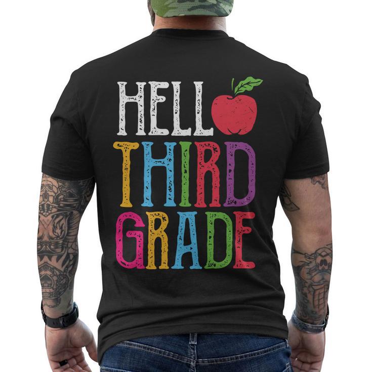 Hello 3Rd Grade Red Apple Back To School First Day Of School Men's Crewneck Short Sleeve Back Print T-shirt