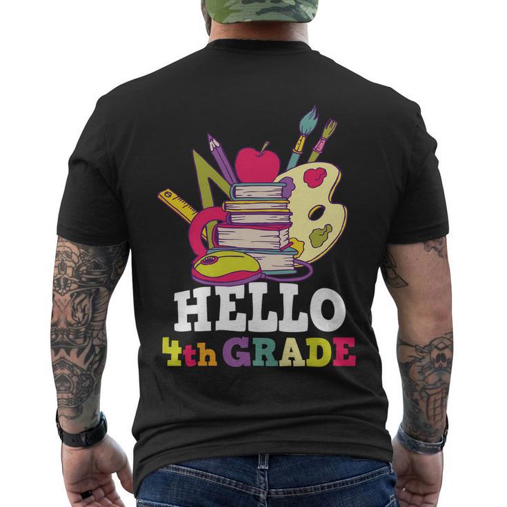 Hello 4Th Grade First Day Of School Back To School Men's Crewneck Short Sleeve Back Print T-shirt