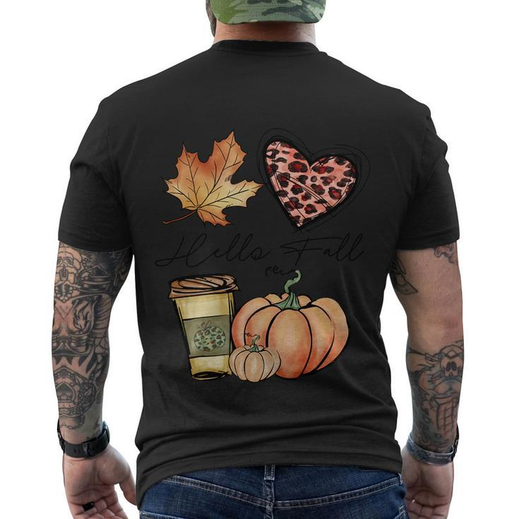 Hello Fall Thanksgiving Quote V2 Men's Crewneck Short Sleeve Back Print T-shirt