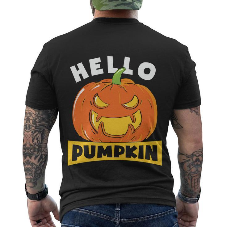 Hello Pumpkin Halloween Quote Men's Crewneck Short Sleeve Back Print T-shirt
