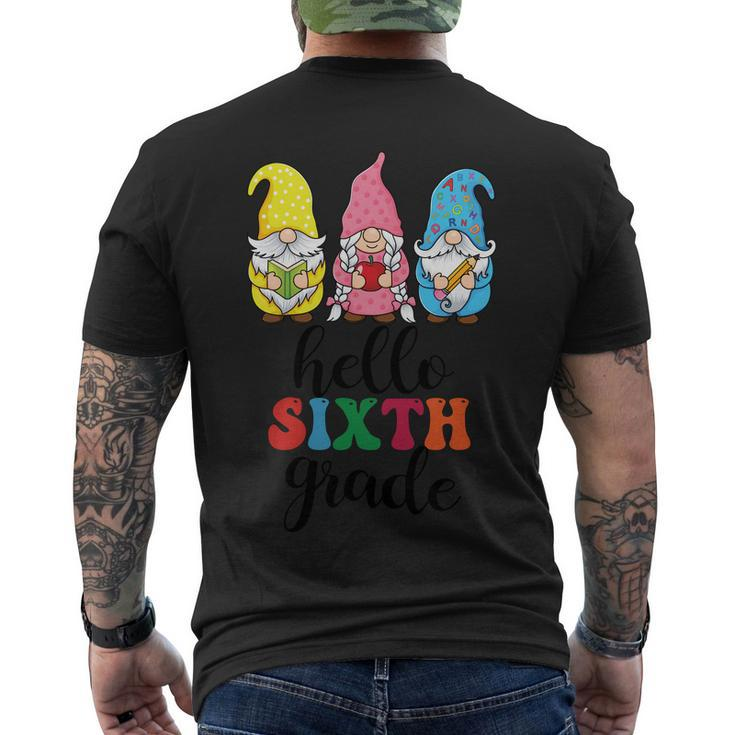 Hello Six Grade School Gnome Teacher Students Graphic Plus Size Shirt Men's Crewneck Short Sleeve Back Print T-shirt