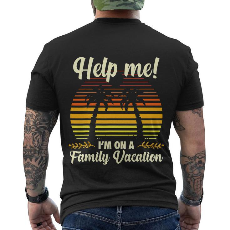 Help Me Im On A Vacation Retro Vintage Beach Summer Vacation Men's T-shirt Back Print