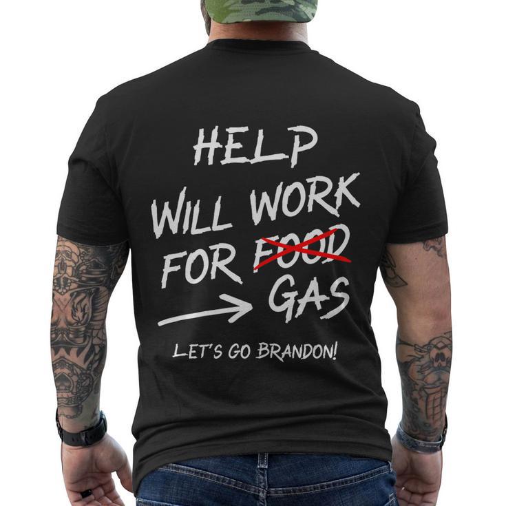 Help Will Work For Gas Lets Go Brandon Funny Bidenflation Men's Crewneck Short Sleeve Back Print T-shirt