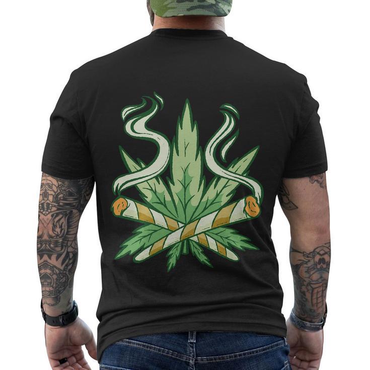 Hemp Leaf Cross Joint Men's Crewneck Short Sleeve Back Print T-shirt