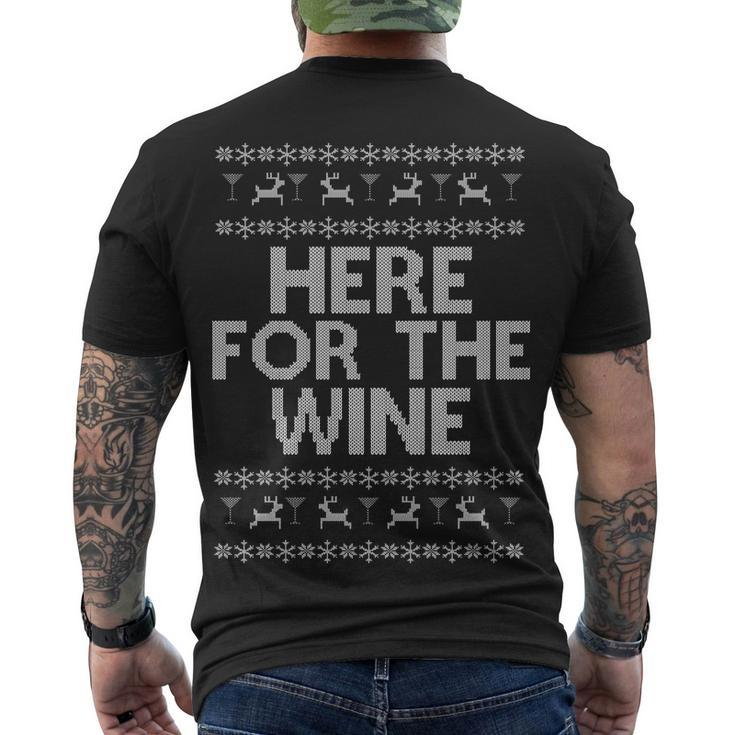 Here For The Wine Ugly Christmas Sweater Men's Crewneck Short Sleeve Back Print T-shirt