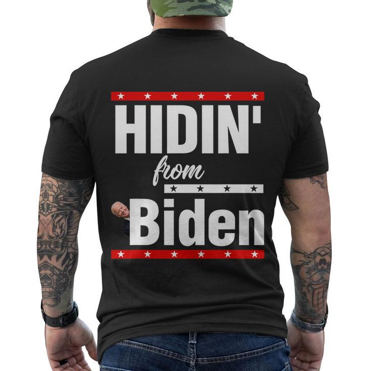 Hidin From Biden Shirt Creepy Joe Trump Campaign Gift Men's Crewneck Short Sleeve Back Print T-shirt