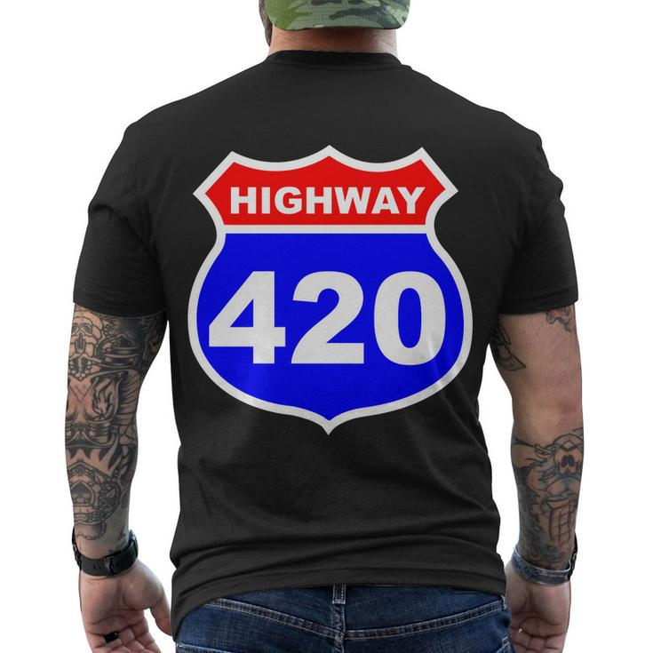 Highway 420 Sign Weed Tshirt Men's Crewneck Short Sleeve Back Print T-shirt