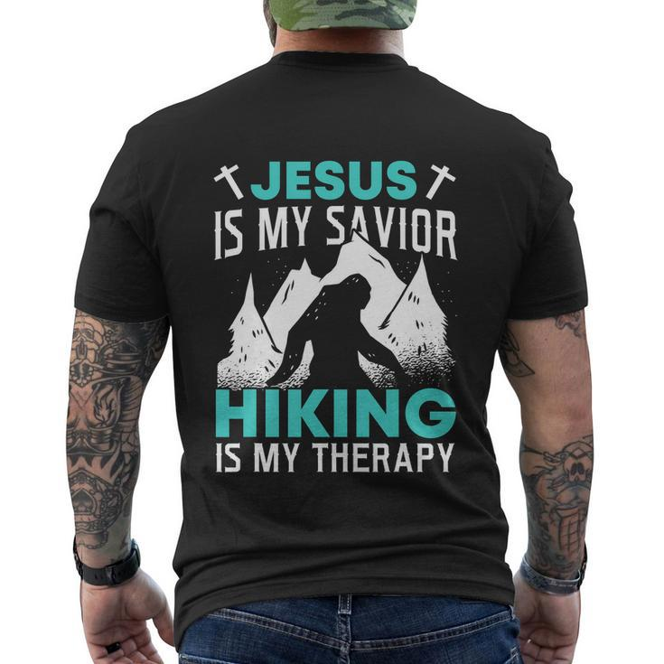 Hiking National Park Hike Mountain Funny Jesus Hiker Men's Crewneck Short Sleeve Back Print T-shirt