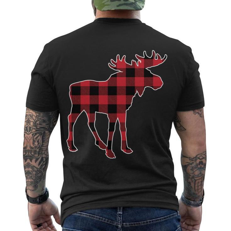 Holiday Plaid Moose Men's Crewneck Short Sleeve Back Print T-shirt