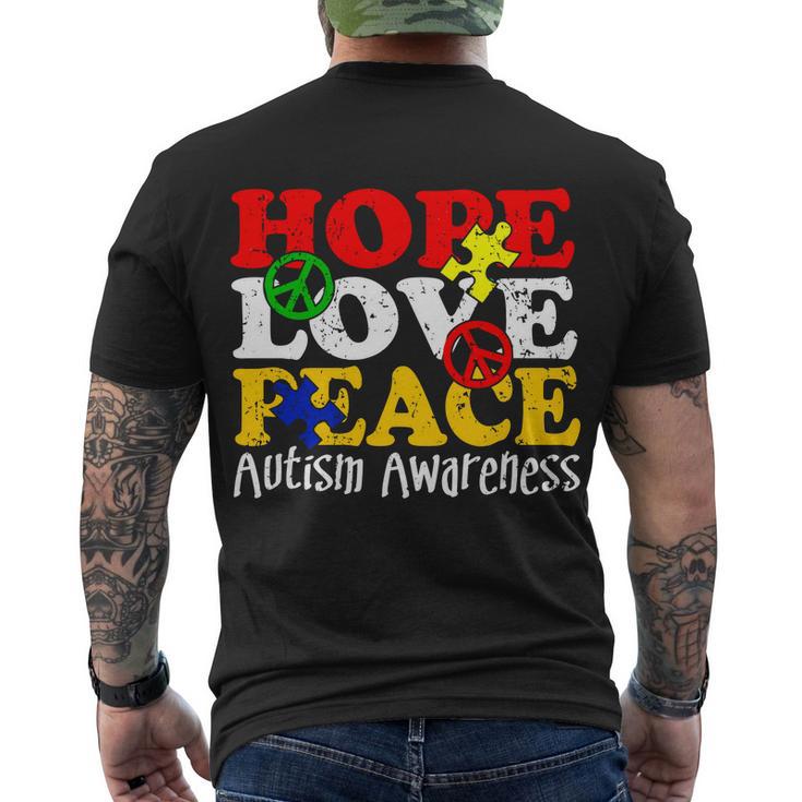 Hope Love Peace Autism Men's Crewneck Short Sleeve Back Print T-shirt