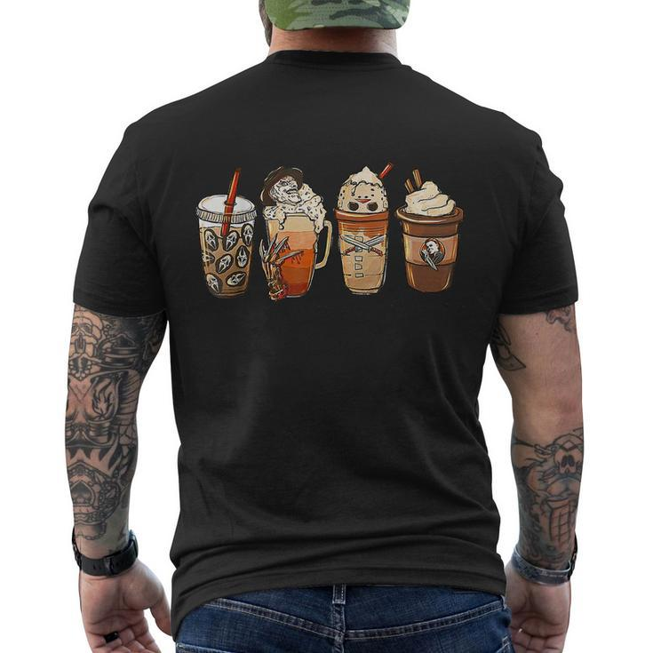 Horror Fall Coffee Pumpkin Spice Latte Iced Autumn Halloween Men's T-shirt Back Print