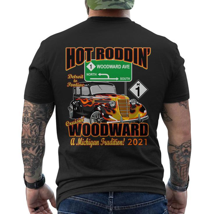 Hot Rod Woodward Ave M1 Cruise 2021 Tshirt Men's Crewneck Short Sleeve Back Print T-shirt