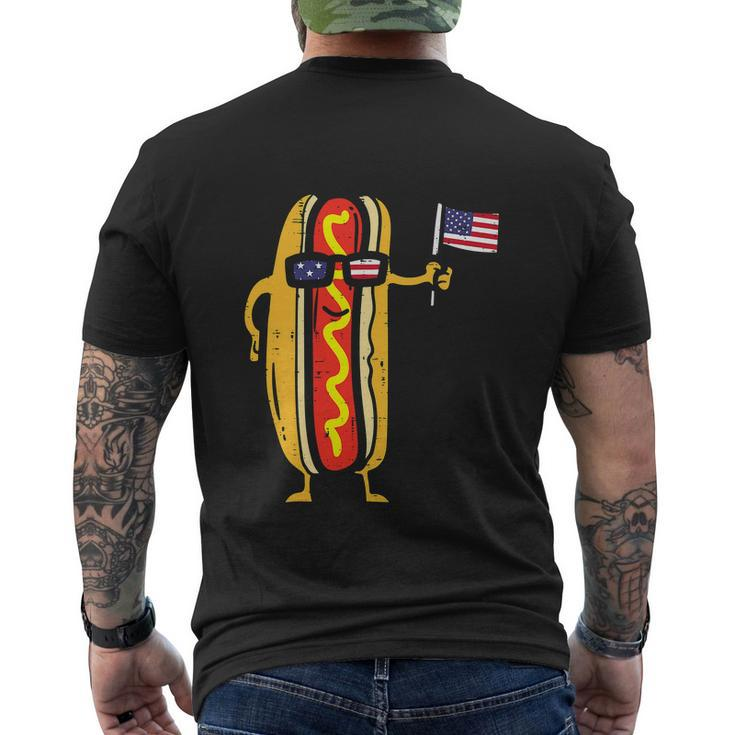 Hotdog Sunglasses American Flag Funny 4Th Of July Men's Crewneck Short Sleeve Back Print T-shirt