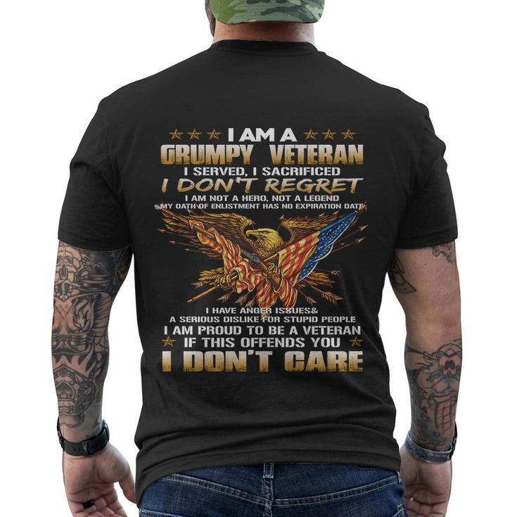 I Am A Grumpy Old Veteran I Served I Funny Sacrificed Gift Men's Crewneck Short Sleeve Back Print T-shirt