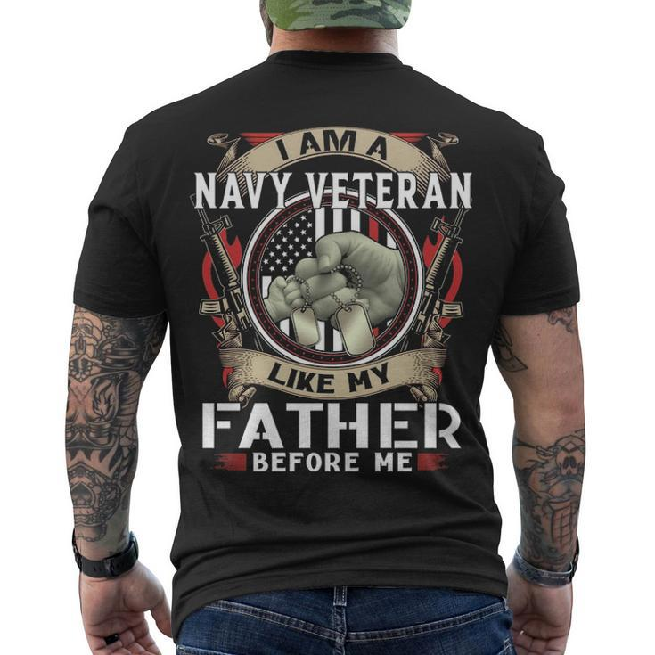 I Am A Navy Veteran Like My Father Before Me Men's Crewneck Short Sleeve Back Print T-shirt