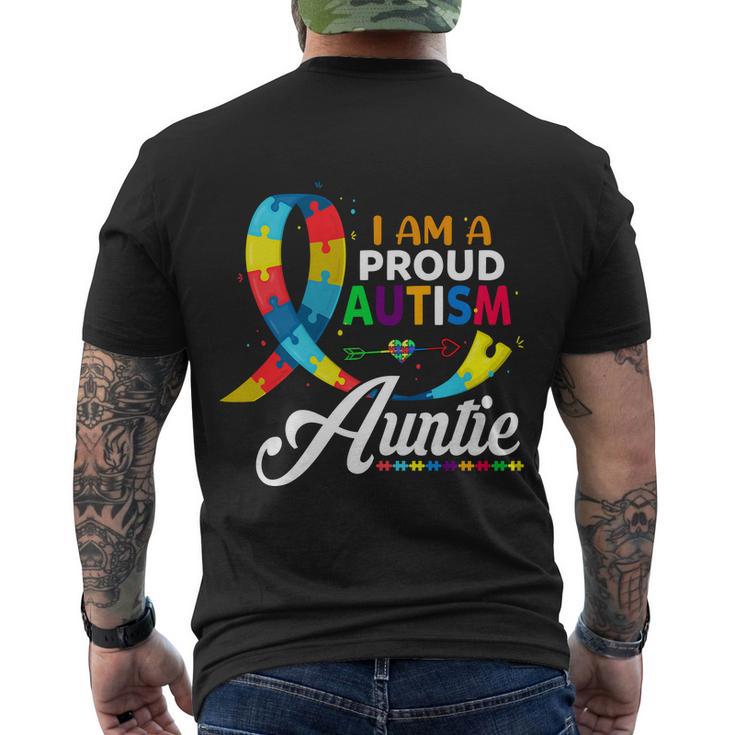 I Am A Proud Autism Auntie Autism Autism Awareness Men's Crewneck Short Sleeve Back Print T-shirt