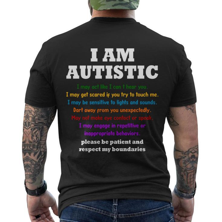 I Am Autistic Please Be Patient Men's Crewneck Short Sleeve Back Print T-shirt