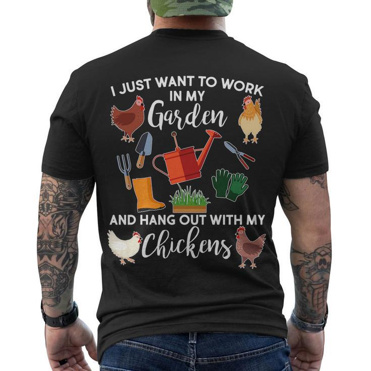 I Just Want Work In My Garden And Hang Out With My Chickens V2 Men's Crewneck Short Sleeve Back Print T-shirt