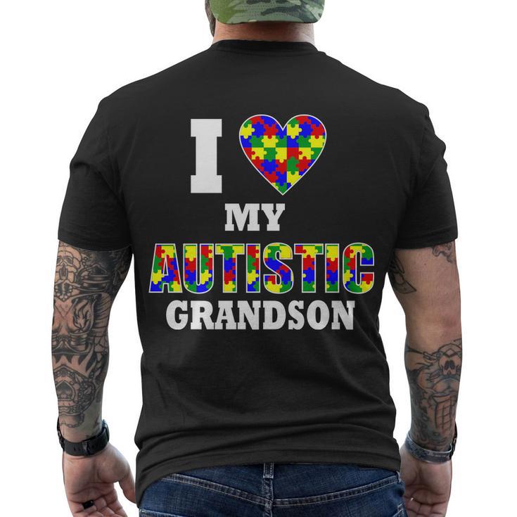 I Love My Autistic Grandson Autism Tshirt Men's Crewneck Short Sleeve Back Print T-shirt