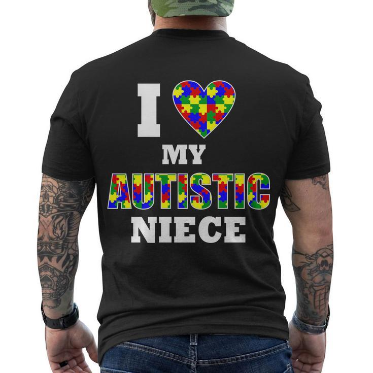 I Love My Autistic Niece Autism Men's Crewneck Short Sleeve Back Print T-shirt