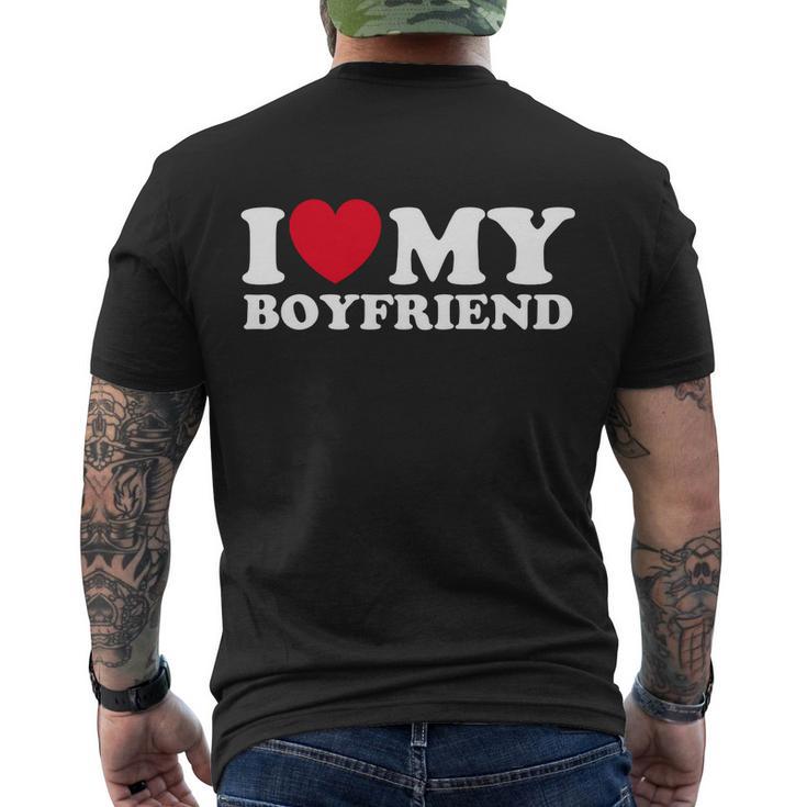 I Love My Boyfriend Couple Matching Men's Crewneck Short Sleeve Back Print T-shirt