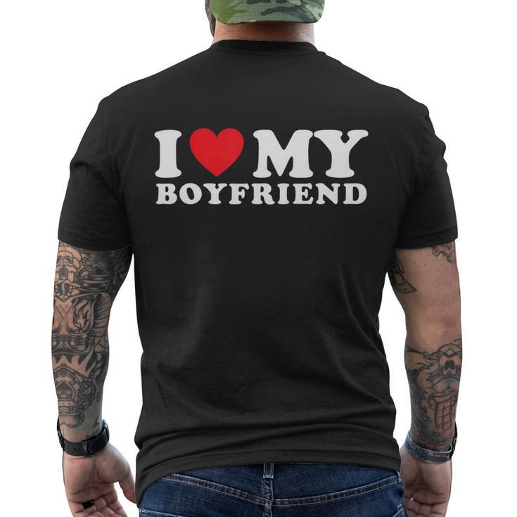 I Love My Boyfriend I Heart My Boyfriend Bf Tshirt Men's Crewneck Short Sleeve Back Print T-shirt