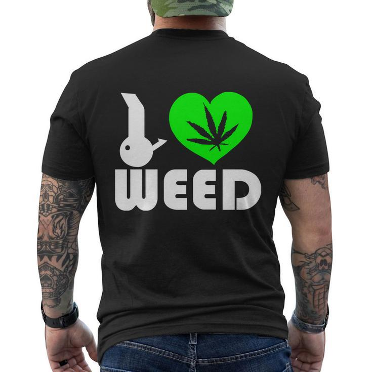 I Love Weed Fun Tshirt Men's Crewneck Short Sleeve Back Print T-shirt