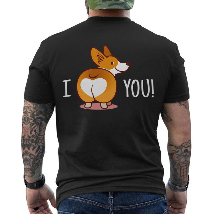 I Love You Corgi Butt Heart Men's Crewneck Short Sleeve Back Print T-shirt