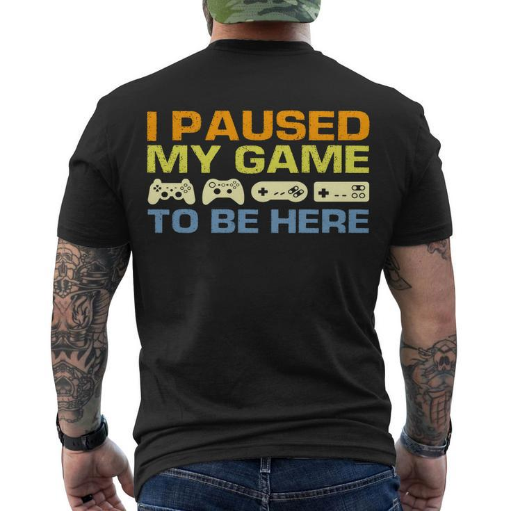 I Paused My Game To Be Here Retro Controllers Men's Crewneck Short Sleeve Back Print T-shirt