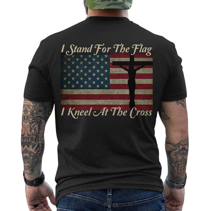 I Stand For The Flag And Kneel For The Cross Tshirt Men's Crewneck Short Sleeve Back Print T-shirt