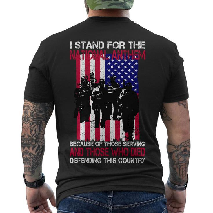 I Stand For The National Anthem Defending This Country Men's Crewneck Short Sleeve Back Print T-shirt
