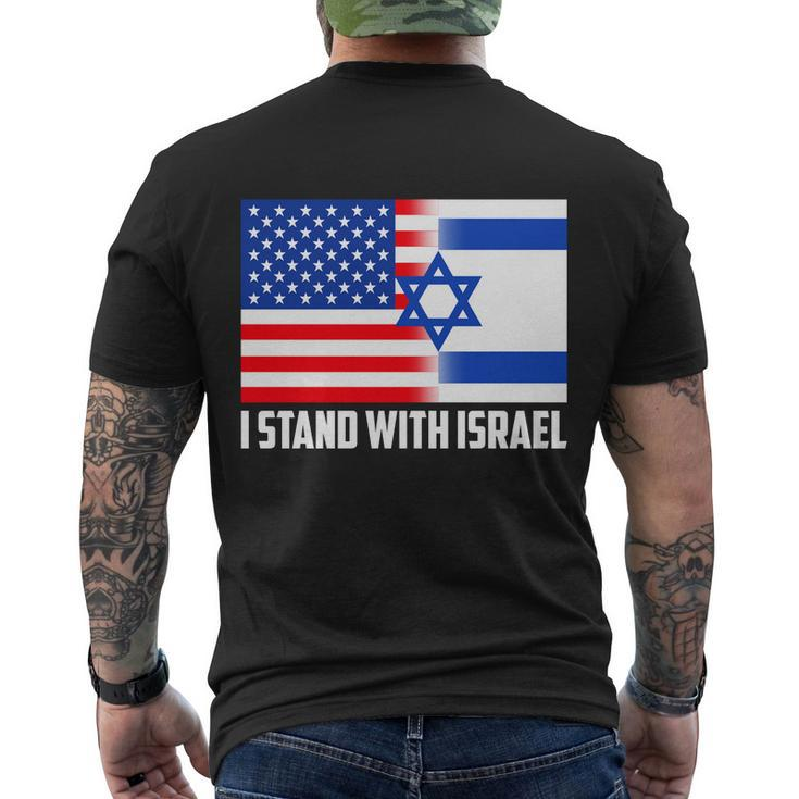 I Stand With Israel Usa Flags United Together Men's Crewneck Short Sleeve Back Print T-shirt