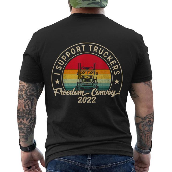 I Support Truckers Canada Usa Freedom Convoy  Men's Crewneck Short Sleeve Back Print T-shirt