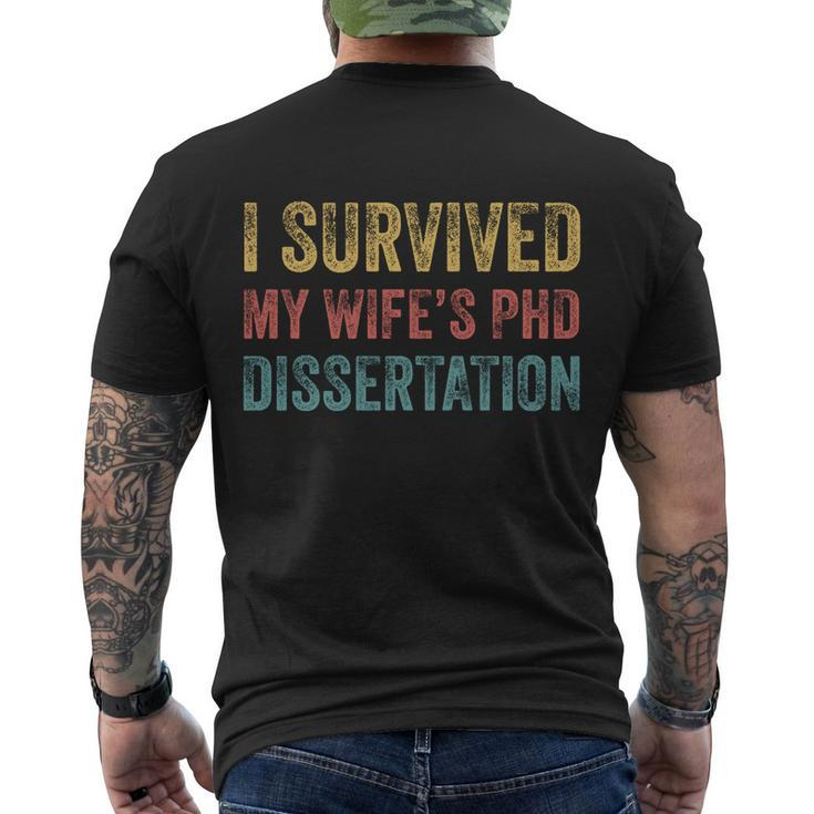 I Survived My Wifes Phd Dissertation For Husband Men's Crewneck Short Sleeve Back Print T-shirt
