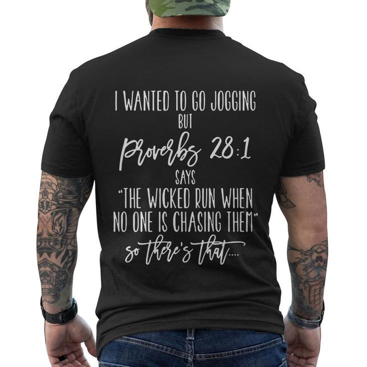 I Wanted To Go Jogging But Proverbs Tshirt Men's Crewneck Short Sleeve Back Print T-shirt