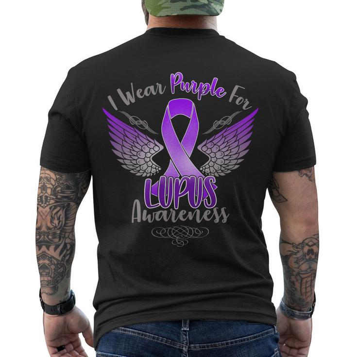 I Wear Purple For Lupus Awareness Tshirt Men's Crewneck Short Sleeve Back Print T-shirt