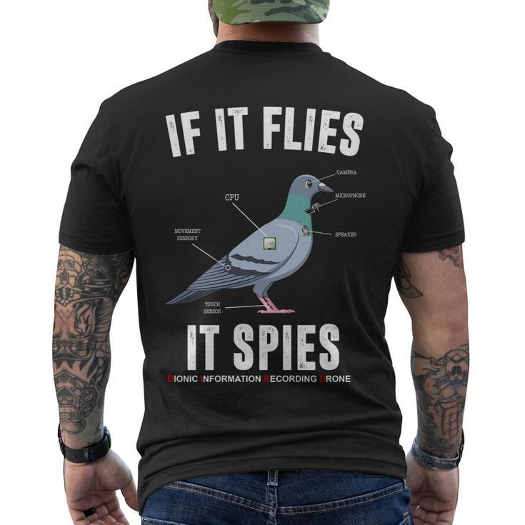 If It Flies It Spies Bionic Information Recording Drone Tshirt Men's Crewneck Short Sleeve Back Print T-shirt