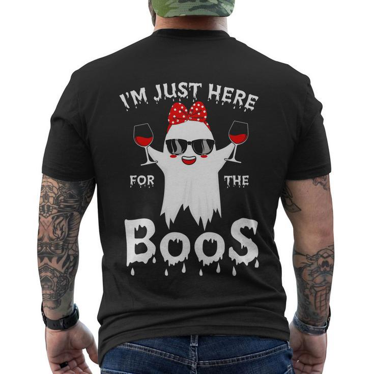 Im Just Here For The Boos Ghost Boo Halloween Quote Men's Crewneck Short Sleeve Back Print T-shirt