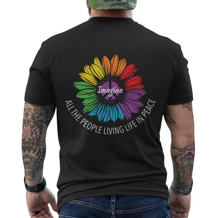 Imagine All The People Living Lgbt Pride Month Men's Crewneck Short Sleeve Back Print T-shirt