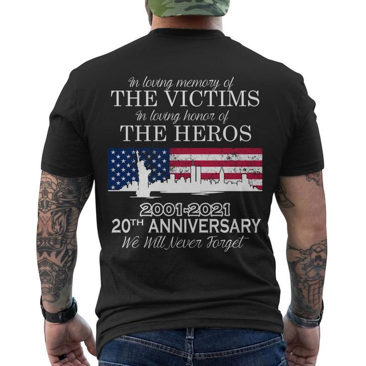 In Loving Memory Of The Victims Heroes 911 20Th Anniversary Men's Crewneck Short Sleeve Back Print T-shirt