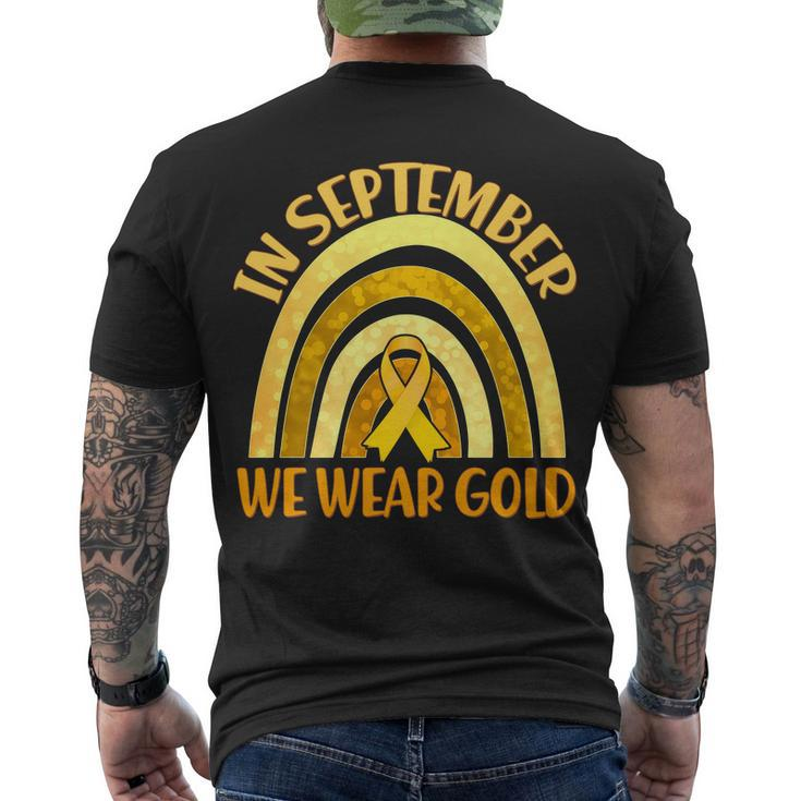 In September We Wear Gold Childhood Cancer Awareness Men's Crewneck Short Sleeve Back Print T-shirt