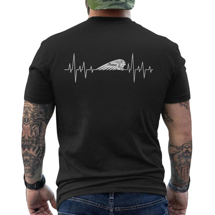 Indian Heartbeat Motorcycle Fan Cute Gift White Men's Crewneck Short Sleeve Back Print T-shirt