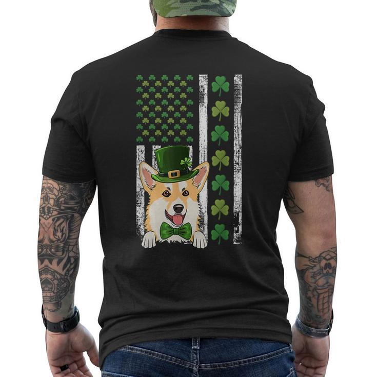 Irish American Flag Ireland Vintage Corgi St Patricks Day Men's T-shirt Back Print