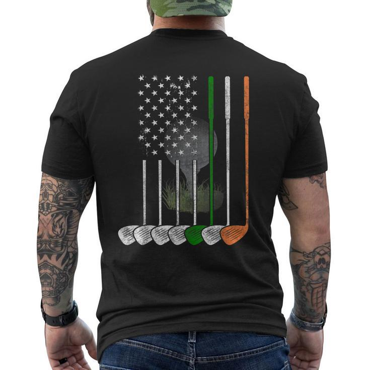 Irish American Flag Vintage Golf Flag St Patricks Day Men's T-shirt Back Print