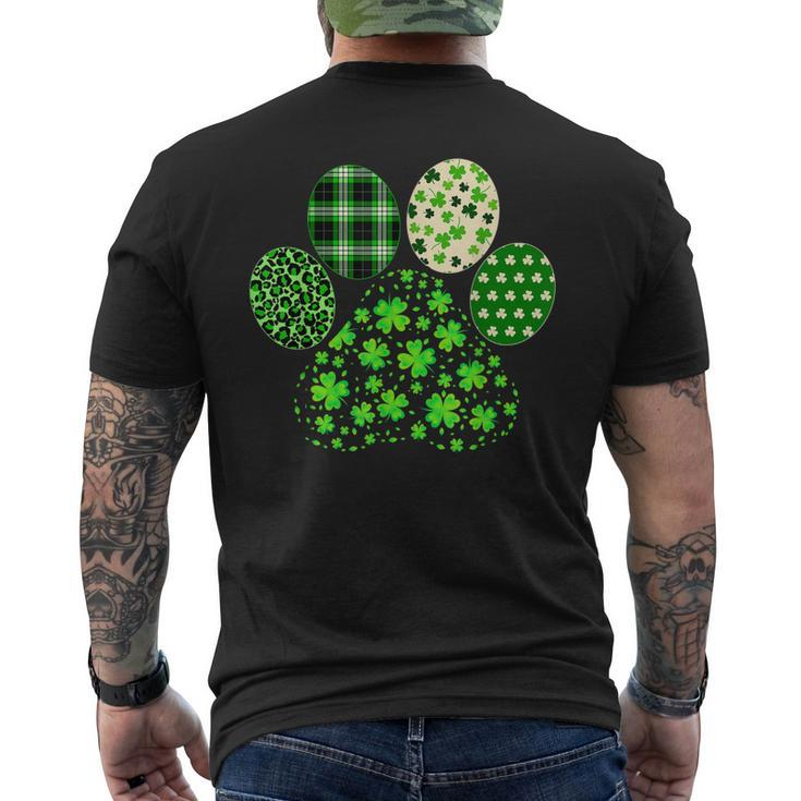 Irish Cute Dog Paw Clovers St Patricks Day Lucky Shamrock Men's T-shirt Back Print