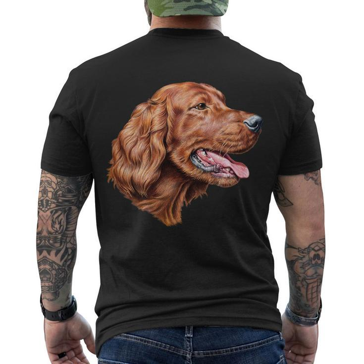 Irish Setter Portrait Tshirt Men's Crewneck Short Sleeve Back Print T-shirt