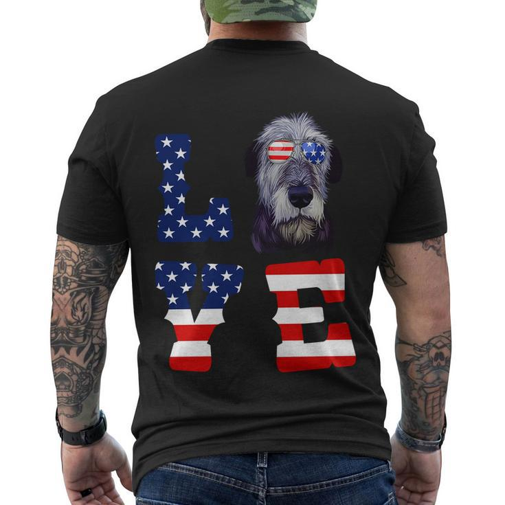 Irish Wolfhound Love Dog American Flag 4Th Of July Usa Funny Gift Men's Crewneck Short Sleeve Back Print T-shirt